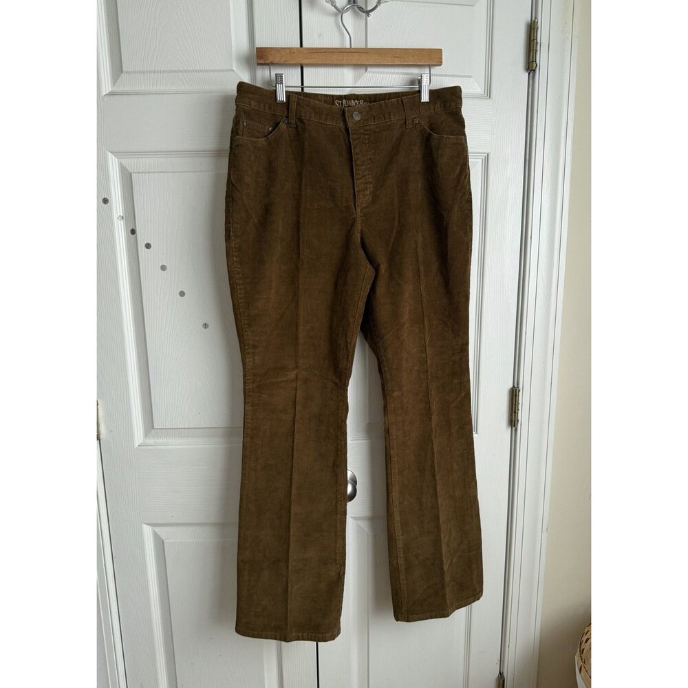 St Johns Bay Brown Corduroy Pants Womens 16  Bootcut Flare